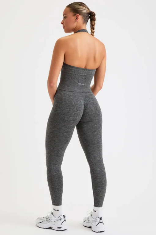 Sculpt Seamless Halter Tank - Charcoal Marl