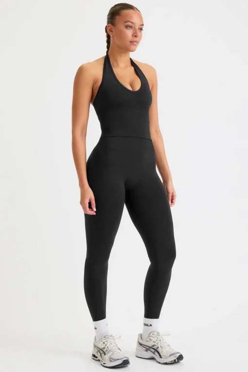 Sculpt Seamless Halter Tank - Black Marl