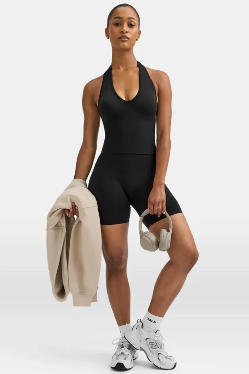 Sculpt Seamless Halter Tank - Black Marl