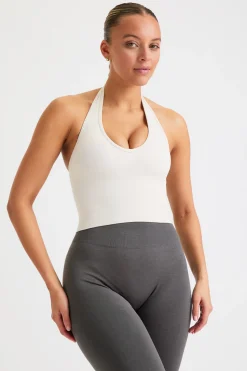 Sculpt Seamless Halter Tank - Milk Marl