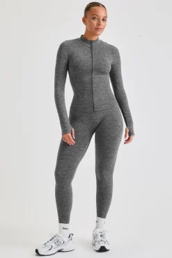 Sculpt Seamless Longline Jacket - Charcoal Marl