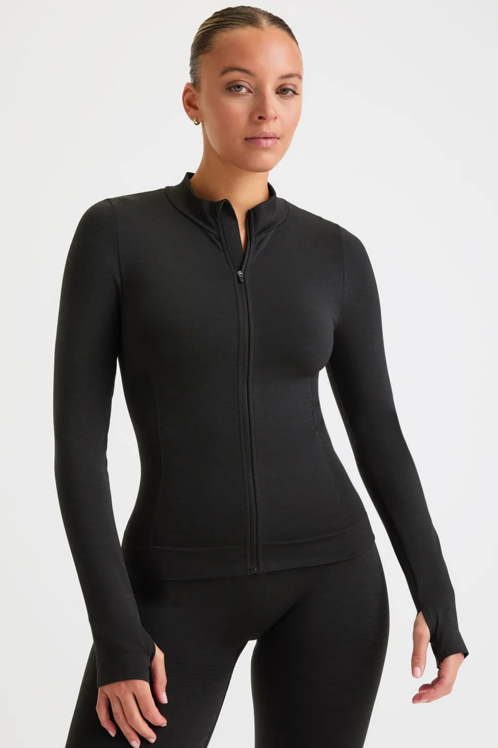 Sculpt Seamless Longline Jacket - Black Marl