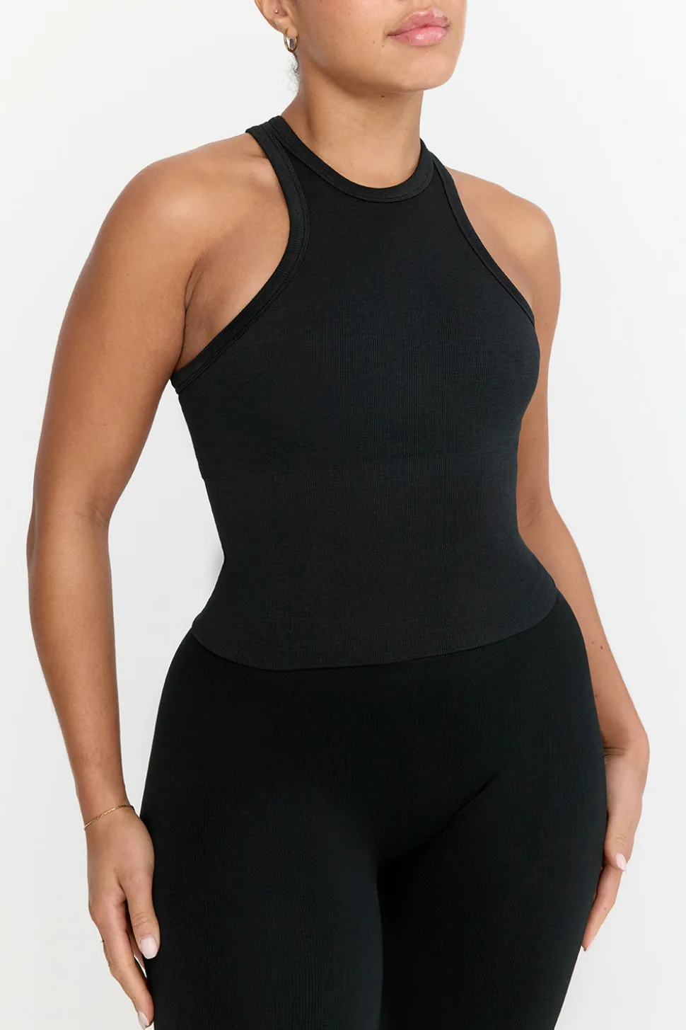 Sculpt Seamless Ribbed Racer Tank - Black Marl