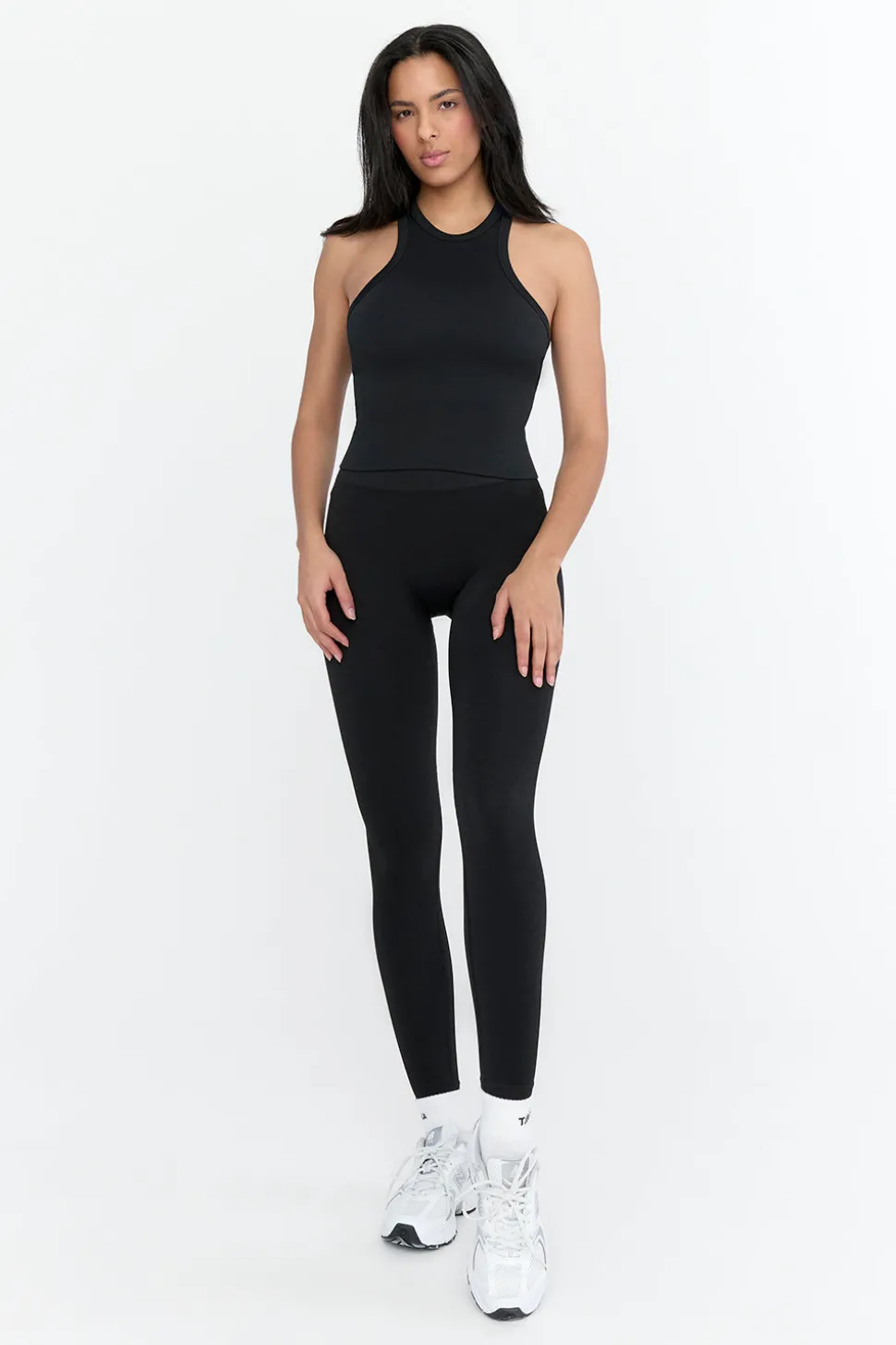 Sculpt Seamless Ribbed Racer Tank - Black Marl
