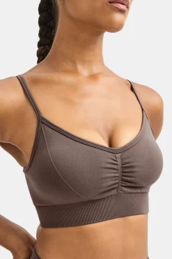 Sculpt Seamless Ruched Sports Bra - Dark Truffle