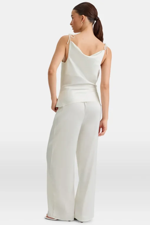 Silky Cowl Neck Top - Diamond White