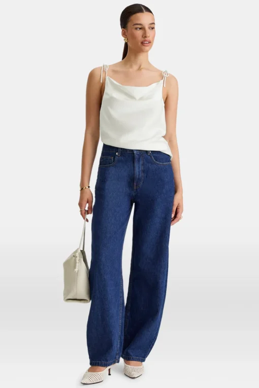 Silky Cowl Neck Top - Diamond White