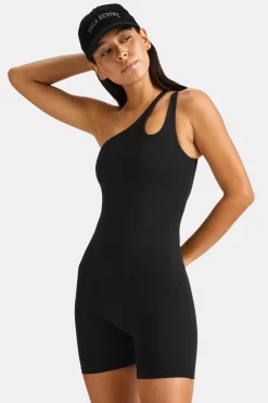 SkinLuxe Asymmetric Unitard - Shadow Black