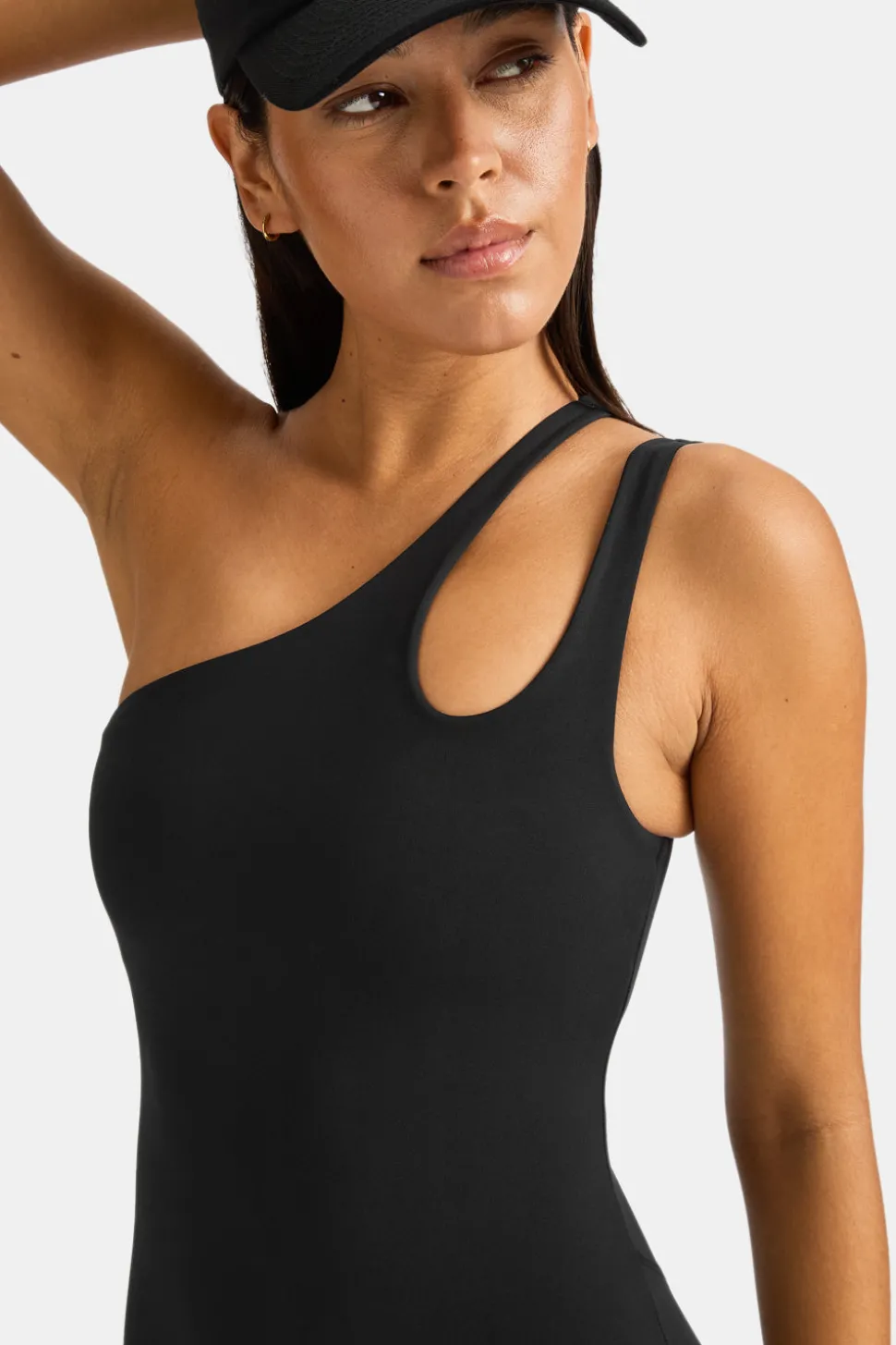 SkinLuxe Asymmetric Unitard - Shadow Black