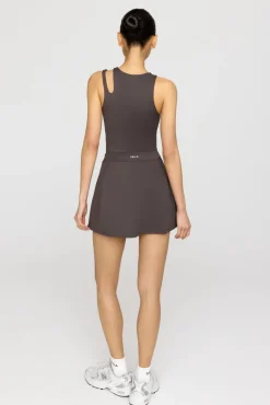 SkinLuxe Built-In Support Cut Out Shoulder Vest - Slate Brown