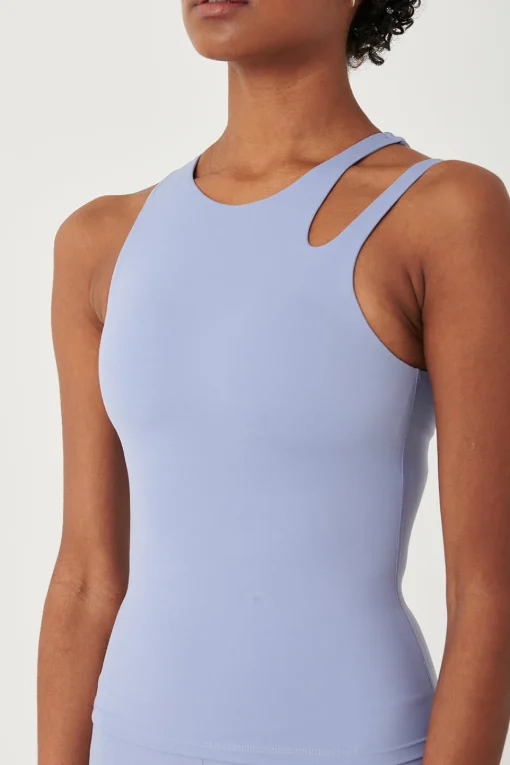 SkinLuxe Built-In Support Cut Out Shoulder Vest - Cornflower Blue