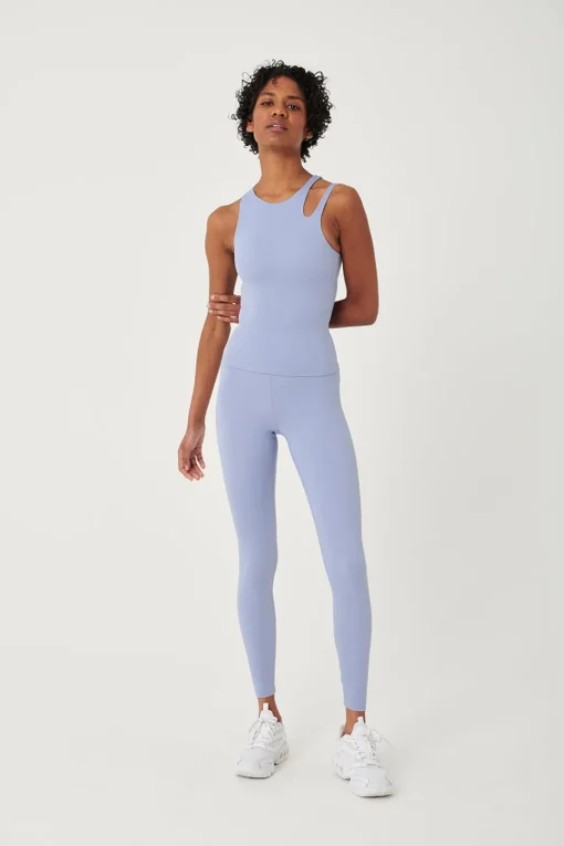 SkinLuxe Built-In Support Cut Out Shoulder Vest - Cornflower Blue