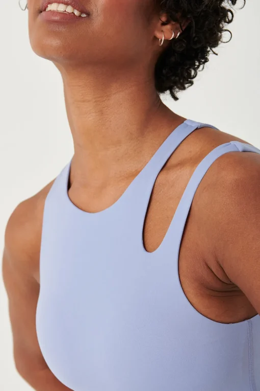 SkinLuxe Built-In Support Cut Out Shoulder Vest - Cornflower Blue