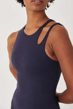 SkinLuxe Built-In Support Cut Out Shoulder Vest - Navy