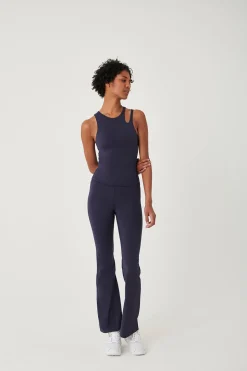 SkinLuxe Built-In Support Cut Out Shoulder Vest - Navy