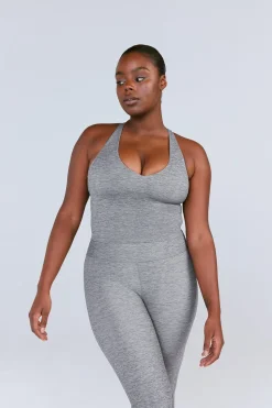 SkinLuxe Built-In Support Strappy Back Cami Top - Dark Grey Marl