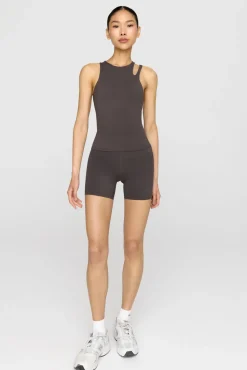 SkinLuxe High Waisted Cycling Shorts - Slate Brown