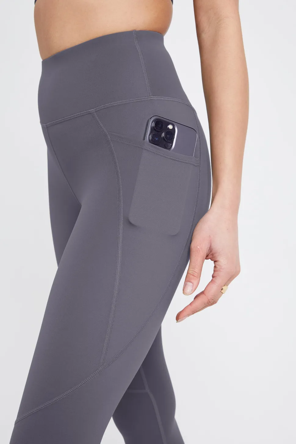 SkinLuxe High Waisted Side Pocket Legging - Tornada Grey