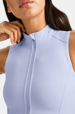 SkinLuxe Sleeveless Zip Through Running Top - Lilac