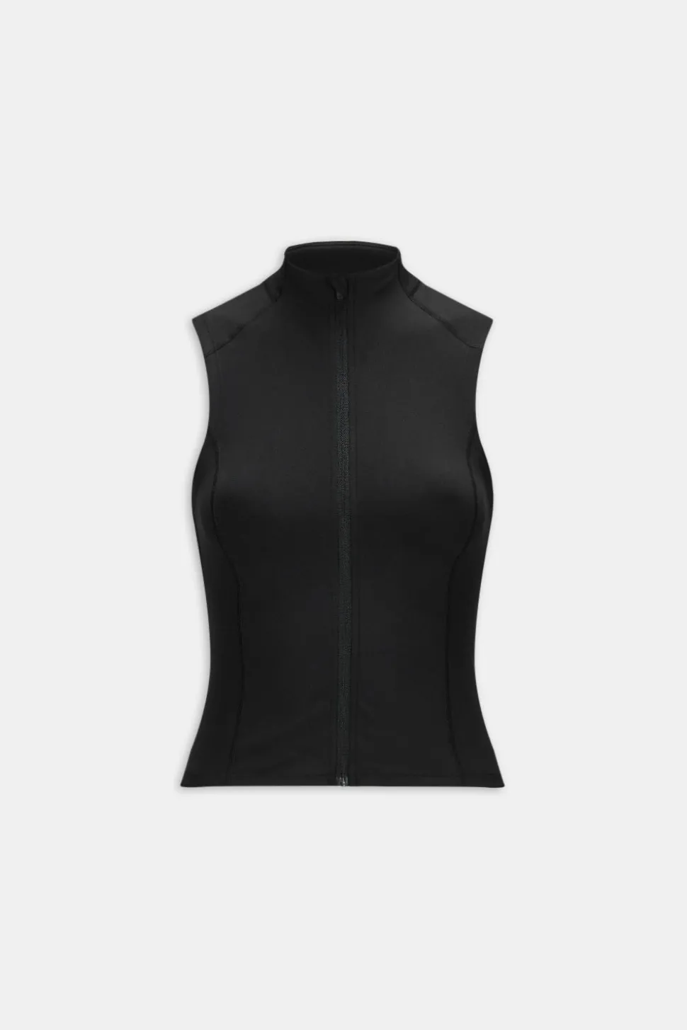 SkinLuxe Sleeveless Zip Through Running Top - Shadow Black