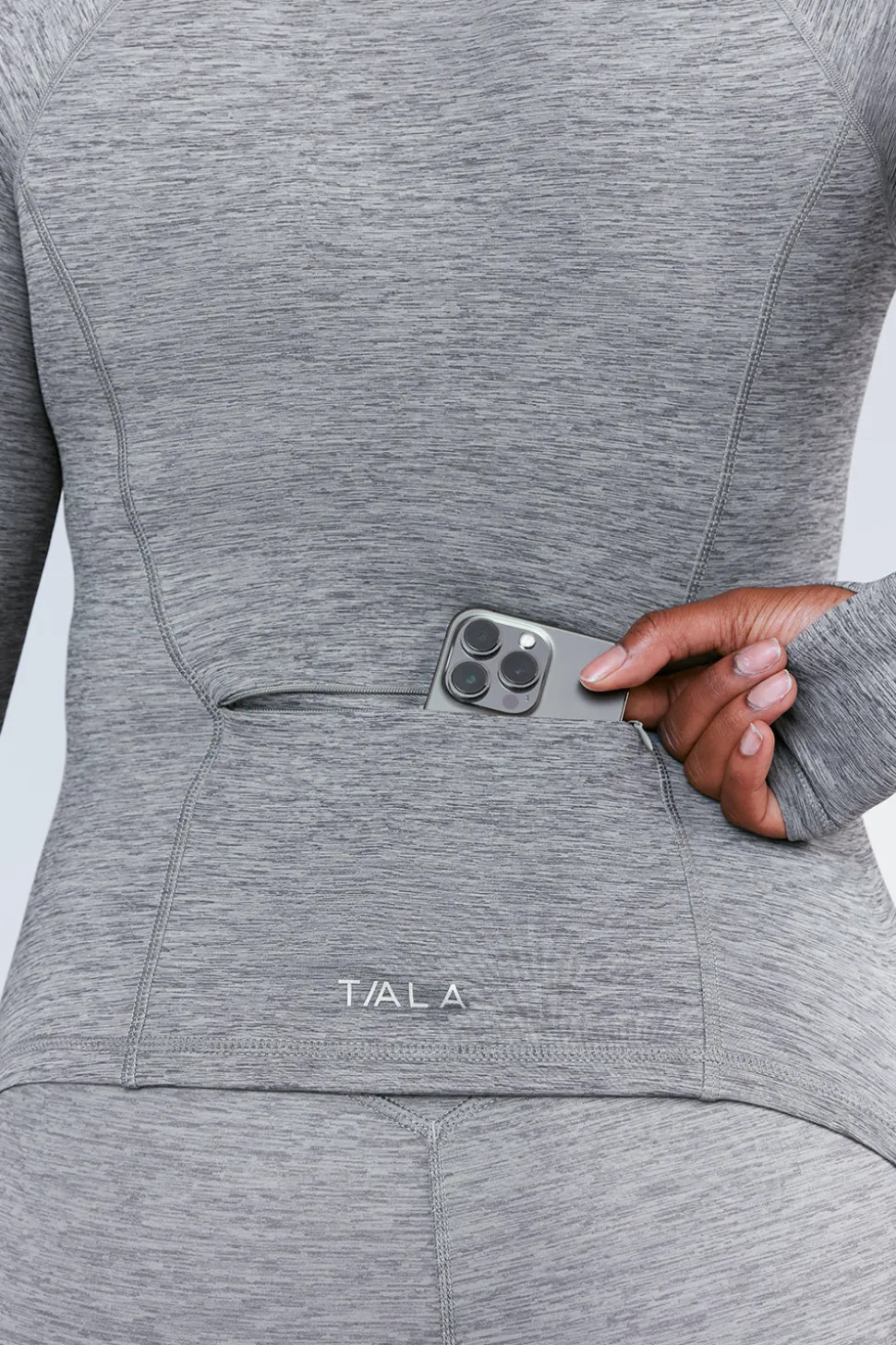 SkinLuxe Zip Through Running Top - Dark Grey Marl