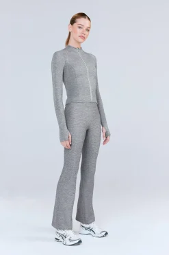 SkinLuxe Zip Through Running Top - Dark Grey Marl