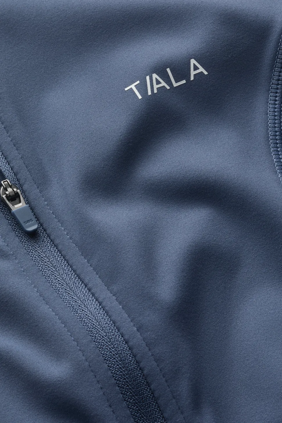 SkinLuxe Zip Through Short Sleeve Running Top - Vintage Blue