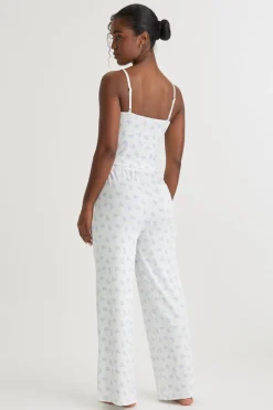 Soft Lounge Wide Leg Pyjama Bottoms - Croissant Print
