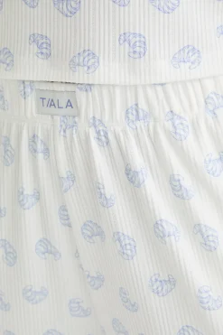 Soft Lounge Wide Leg Pyjama Bottoms - Croissant Print