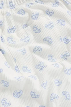 Soft Lounge Wide Leg Pyjama Bottoms - Croissant Print