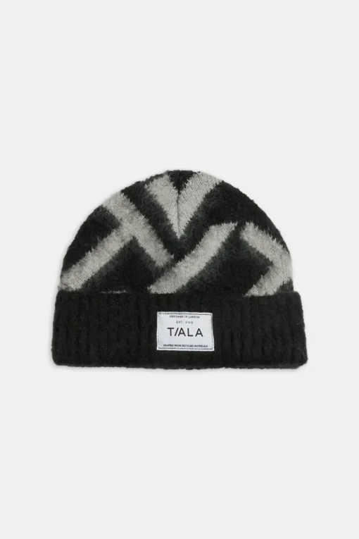 T Logo Brushed Beanie - Charcoal And Black