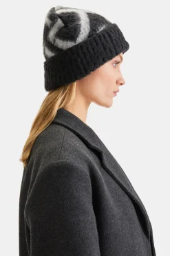 T Logo Brushed Beanie - Charcoal And Black