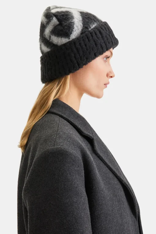 T Logo Brushed Beanie - Charcoal And Black