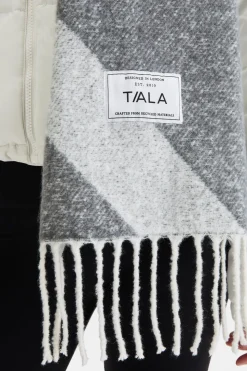 T Logo Brushed Scarf - Mid Grey And Light Grey