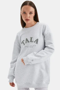TALA Studio Oversized Longline Sweatshirt- Grey Marl