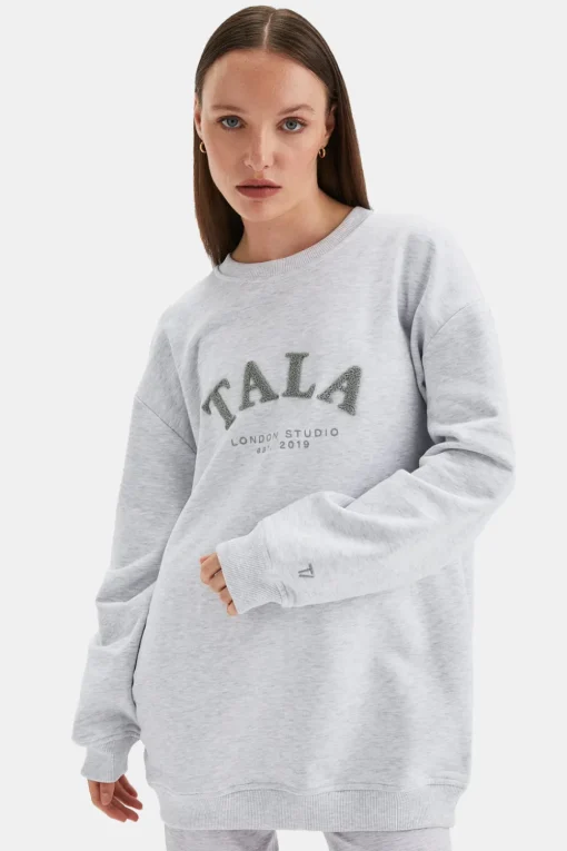 TALA Studio Oversized Longline Sweatshirt- Grey Marl