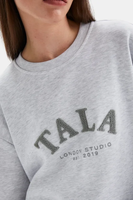 TALA Studio Oversized Longline Sweatshirt- Grey Marl