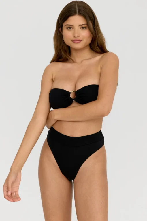 Tierra High Waisted Cheeky Bikini Brief - Shadow Black