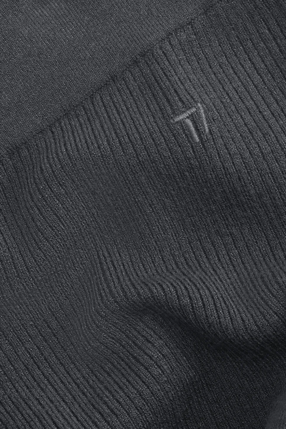 Wide Leg Contrast Ribbed Knit Trousers - Charcoal