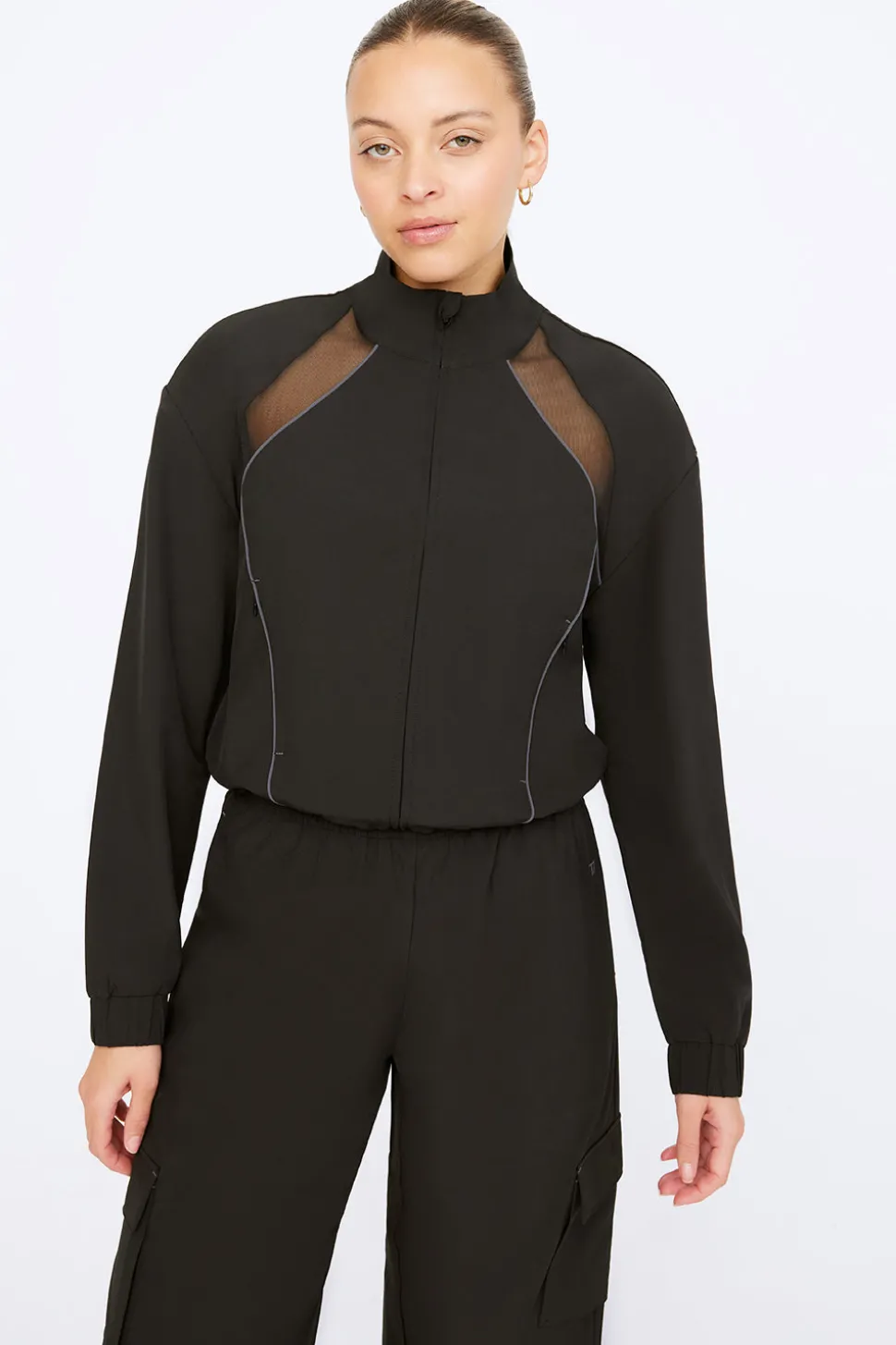 Woven Track Jacket - Black